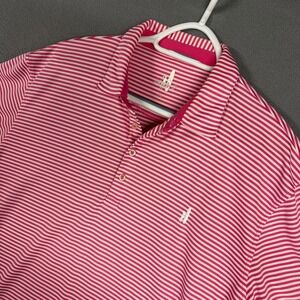 Johnnie-O Polo Shirt Mens XL Pink Striped Short Sleeve Performance Stretch Golf